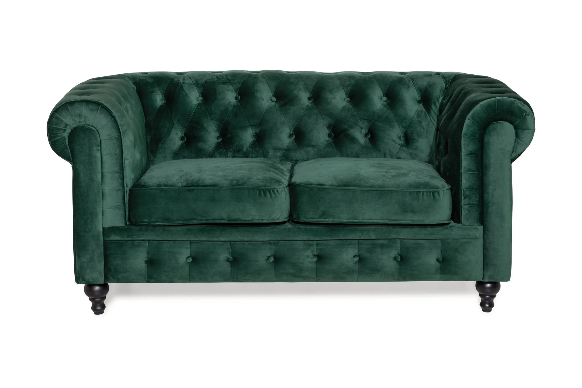 Chesterfield Lyx 2-istuttava pieni samettisohva 160 cm Vihreä