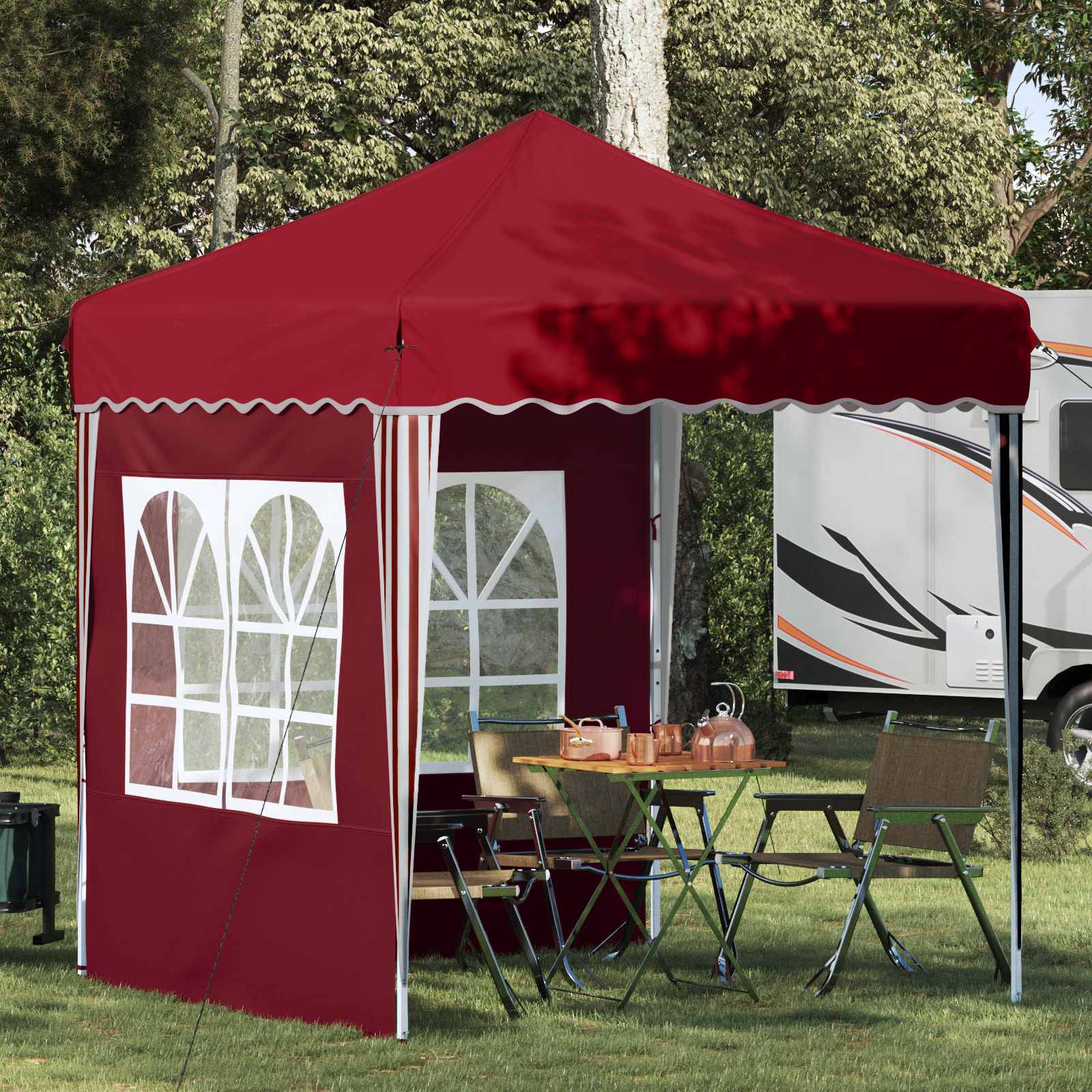 vidaXL Pop-up Juhlateltta 195 x 195 x 245 cm Burgundi Oxford-kangas