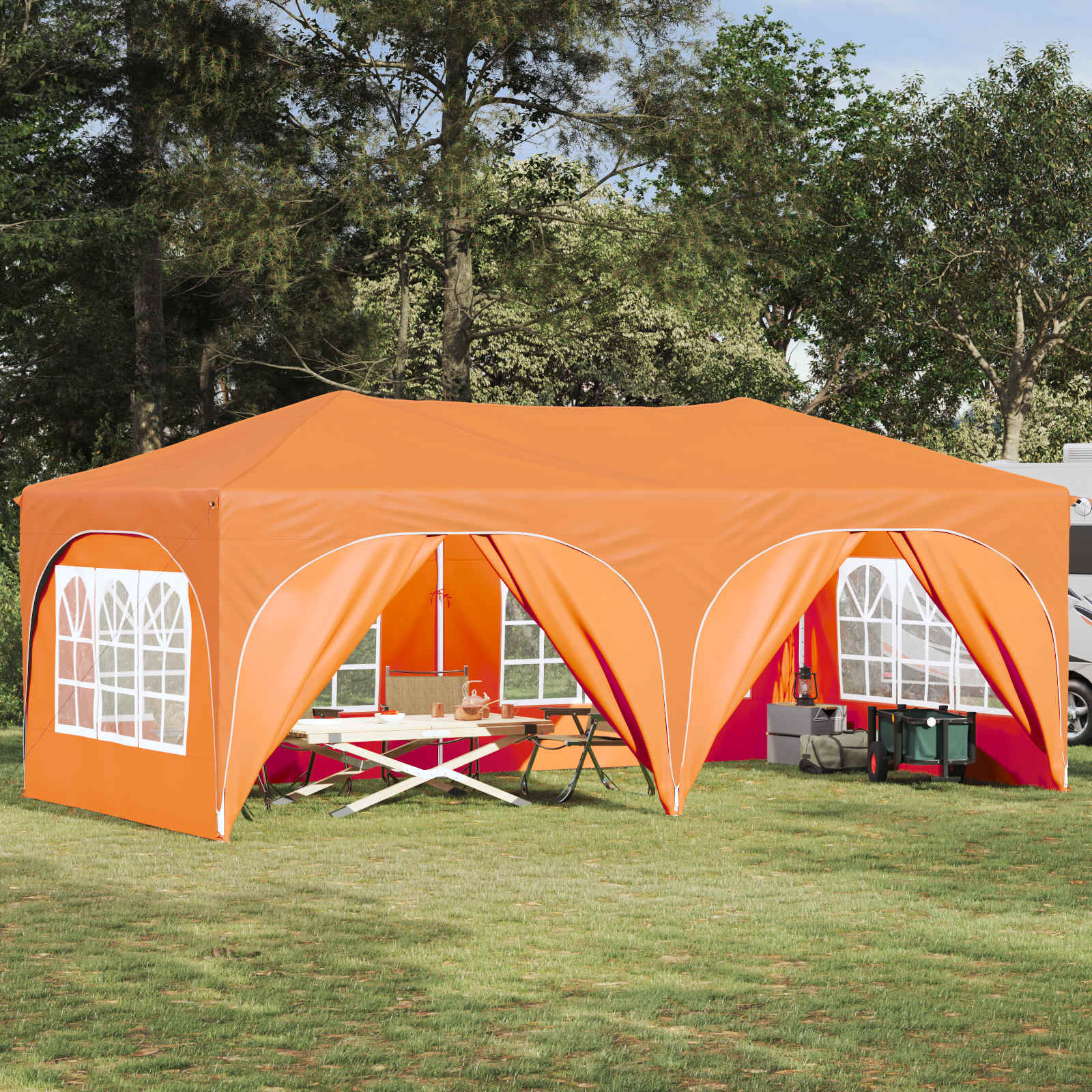 vidaXL Pop-up Juhlateltta 575 x 288 x 245 cm Oranssi Oxford-kangas