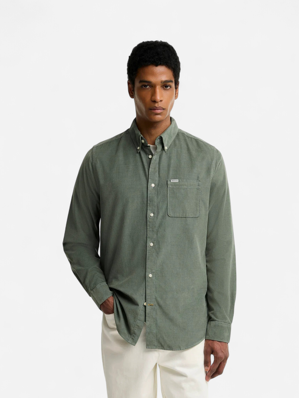 Barbour Ramsey Tailored Cord Shirt, vedenvihreä