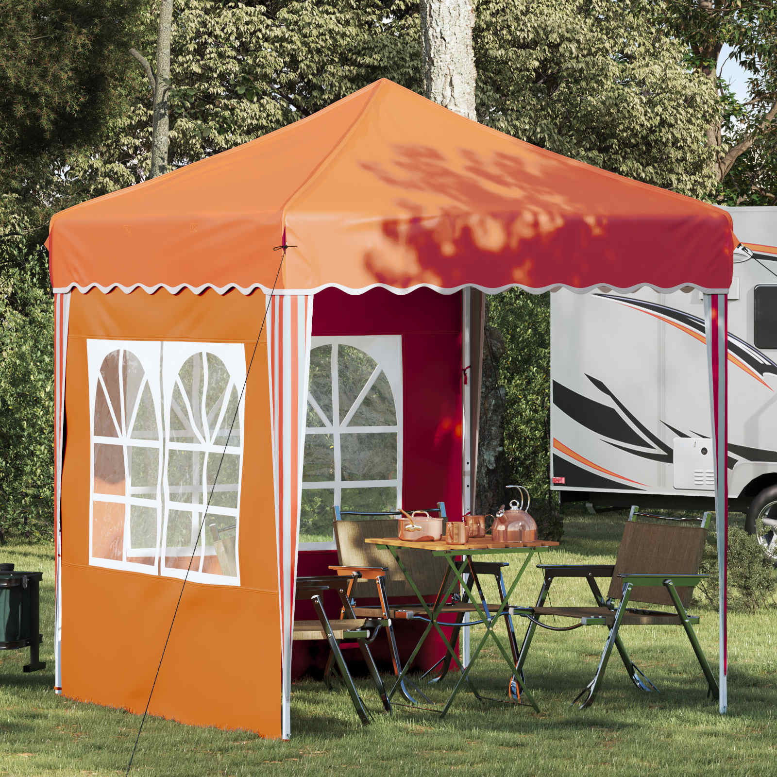 vidaXL Pop-up Juhlateltta 195 x 195 x 245 cm Oranssi Oxford-kangas
