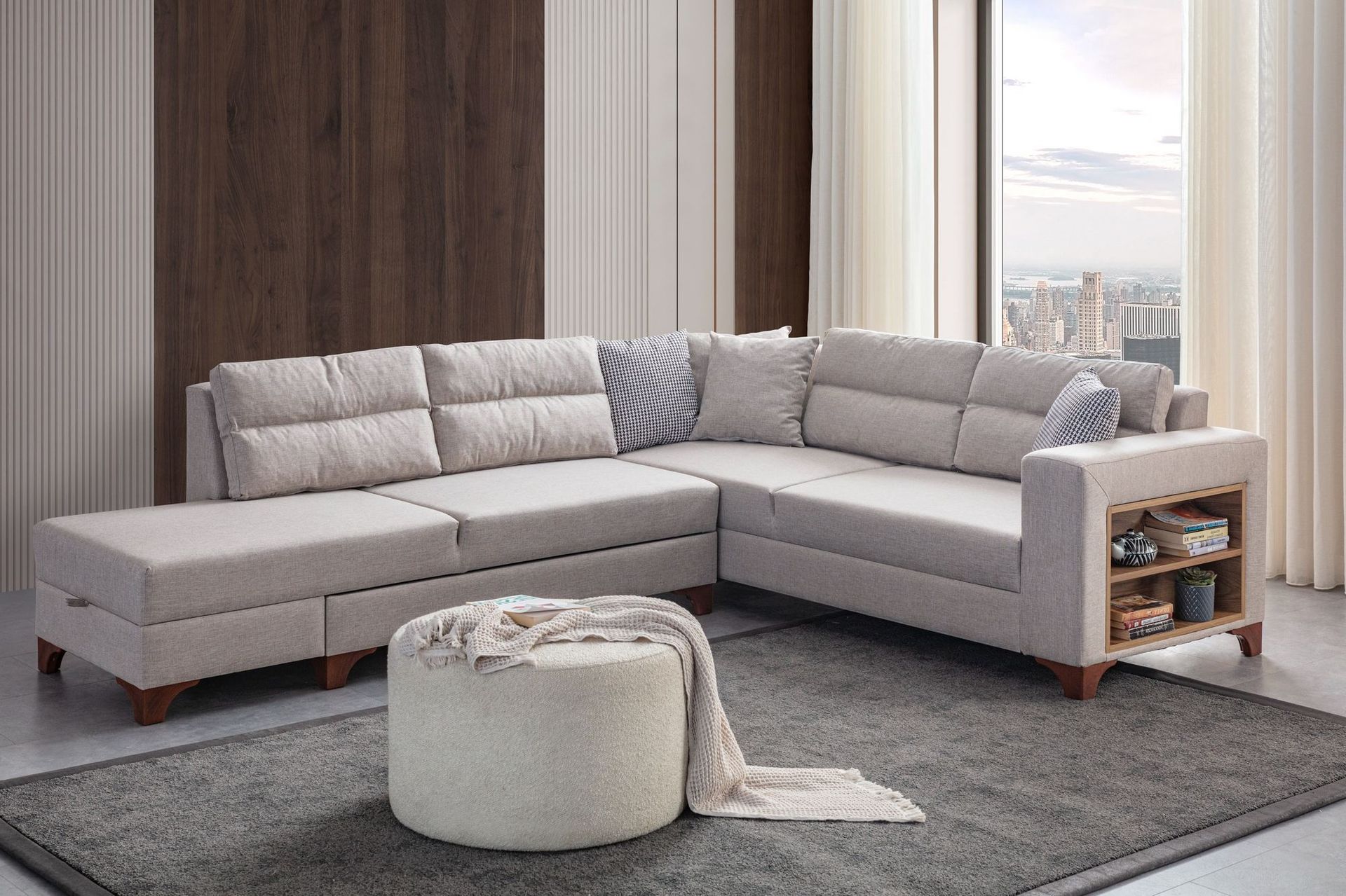 Kulmasohva-vuodesohva Atelier Del Sofa T-Loft Right Kermanvärinen